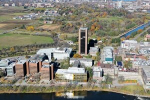 An aerial photo of Carleton campus.