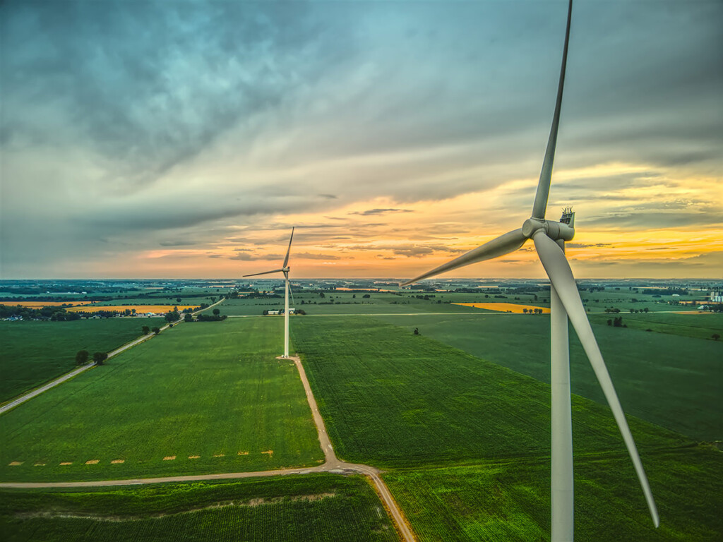 Wind Turbines at Sunset, an example of energy in Canada.