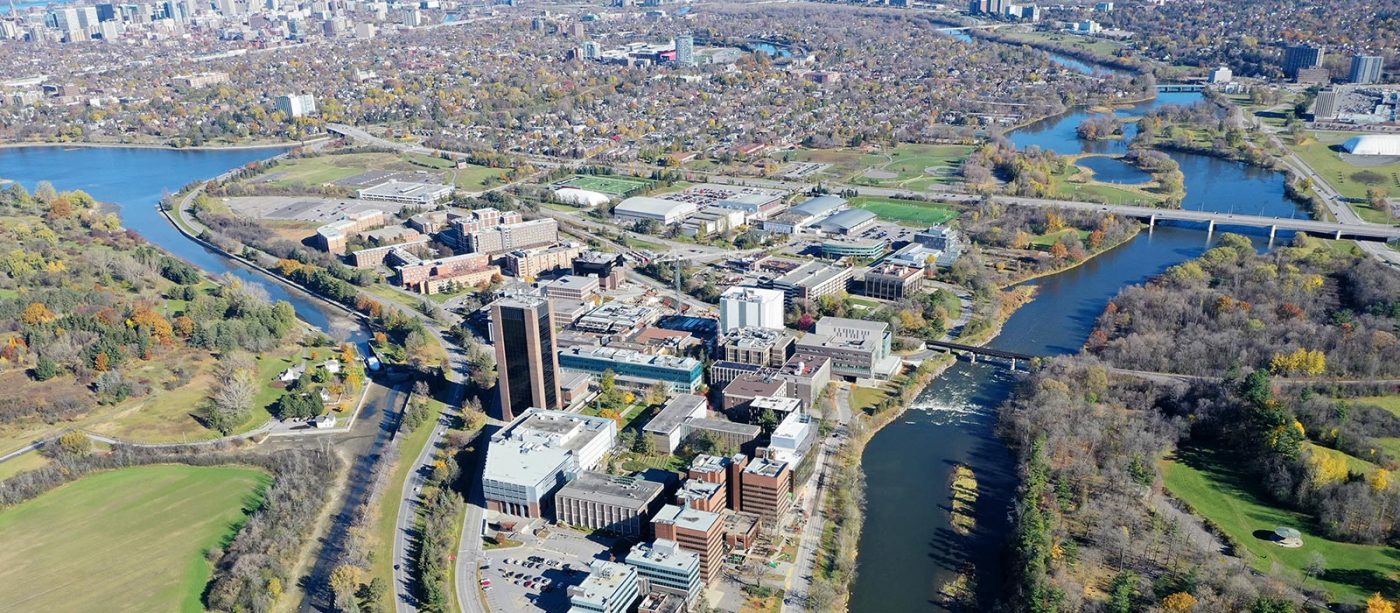 Aerial view of Carleton University and other parts of Ottawa