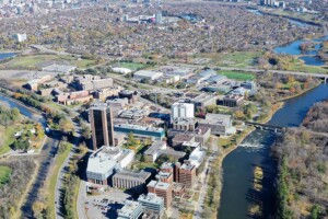 Aerial view of Carleton University and other parts of Ottawa