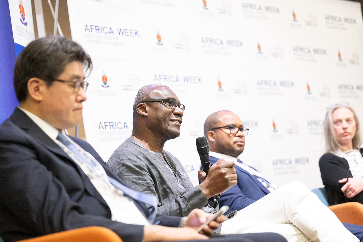A panel discussion at an academic event.