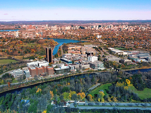 Aerial view of the Carleton University campus