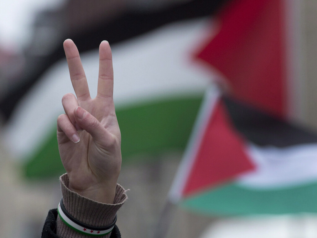 Demonstrators protest ongoing Israeli attacks on Gaza as they march through the streets of Ottawa in November 2012. (THE CANADIAN PRESS/Adrian Wyld)