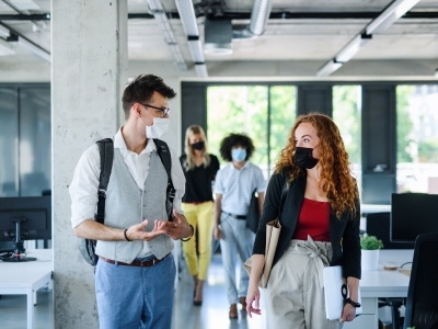 People wearing masks indoors