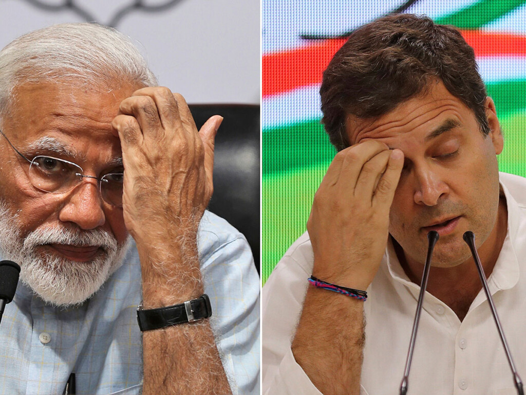 Indian Prime Minister Narendra Modi and main opposition Congress party President Rahul Gandhi