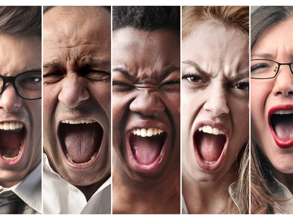 Close up shots of various faces screaming (Shutterstock)