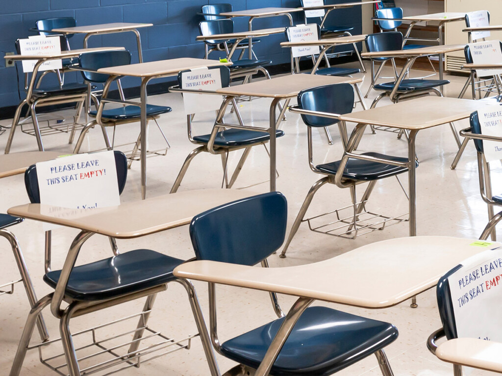 A classroom with chairs blocked off to create social distancing (Photo: Shutterstock)