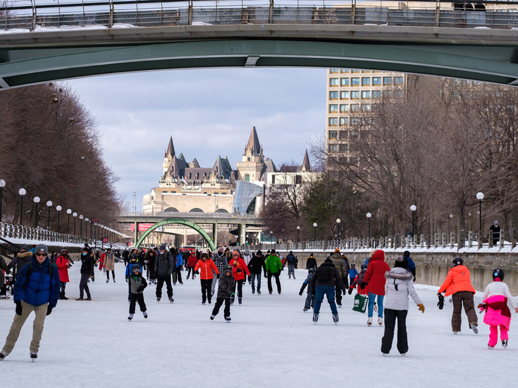 People skating on the Rideau Canal Skateway