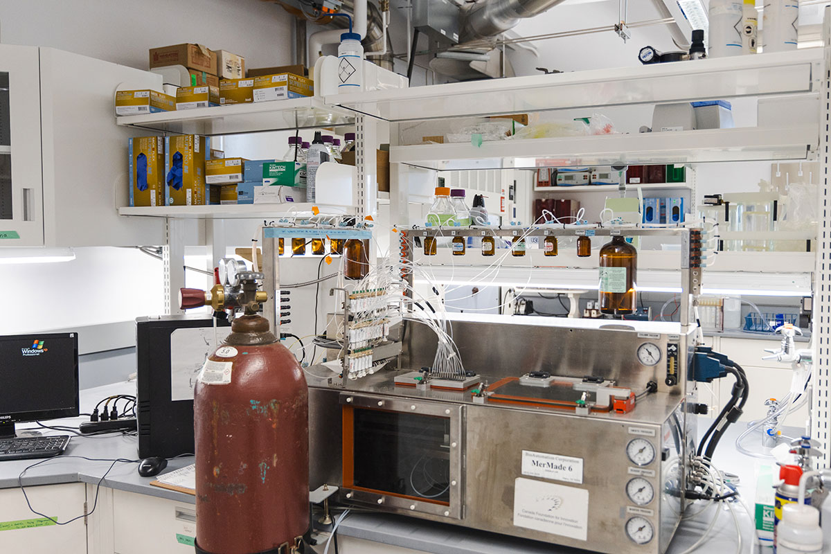 The inside of a laboratory conducting ALS related research.