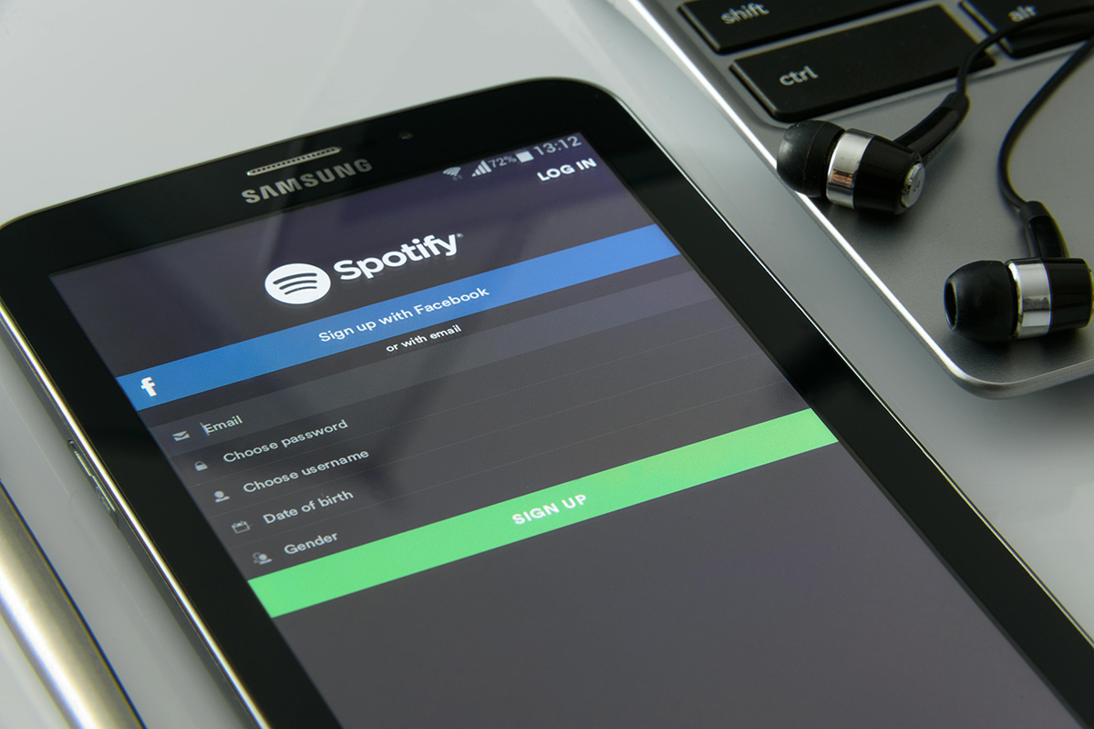A Spotify sign-up screen displayed on a smartphone.