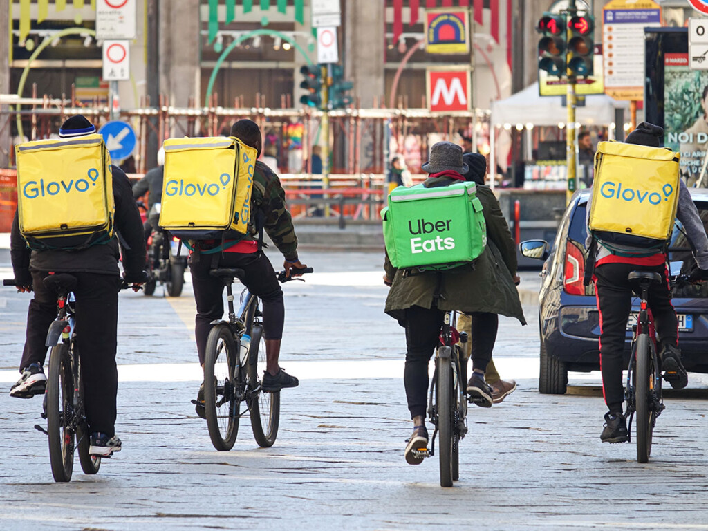Gig workers on bikes
