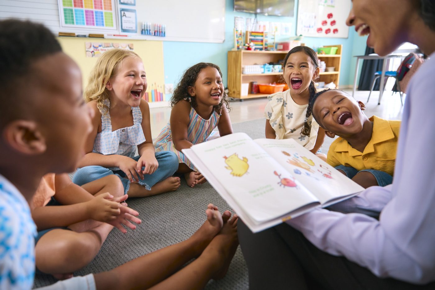a teacher reading to children