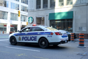 Ottawa Police cruiser parked in downtown Ottawa conducting traffic control.