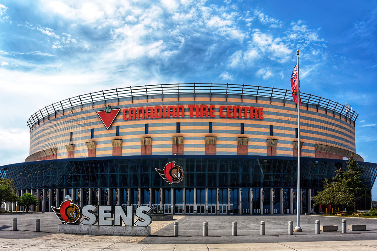 An outside view of the Canadian Tire Centre, home to the Ottawa Senators NHL team.