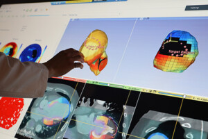 A multi-touch display with health data.