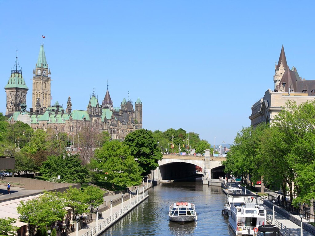 The Rideau Canal and Parliament Hill in Ottawa