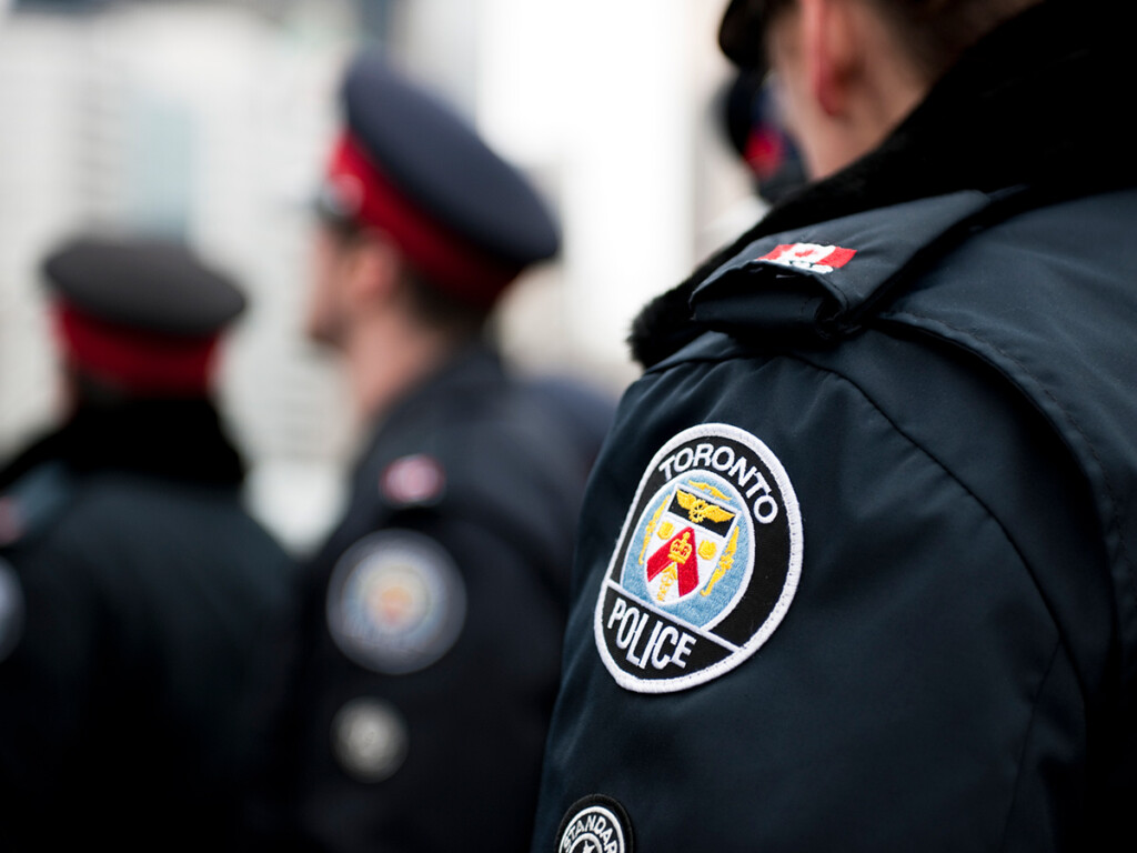 The arm patch of a Toronto police officer.