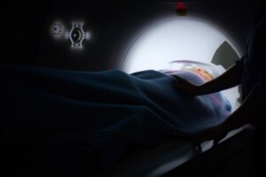 A patient undergoes a medical test.