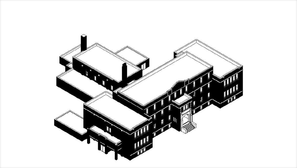 A sketch of a building design.