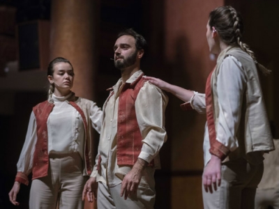 Members of the Gruppo Jobel perform a dance routine on-stage at the Dominion-Chalmers Centre.