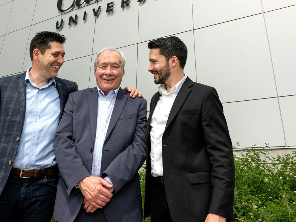 Photo of Prof. Tony Bailetti (middle) with his sons Eduardo and Marco