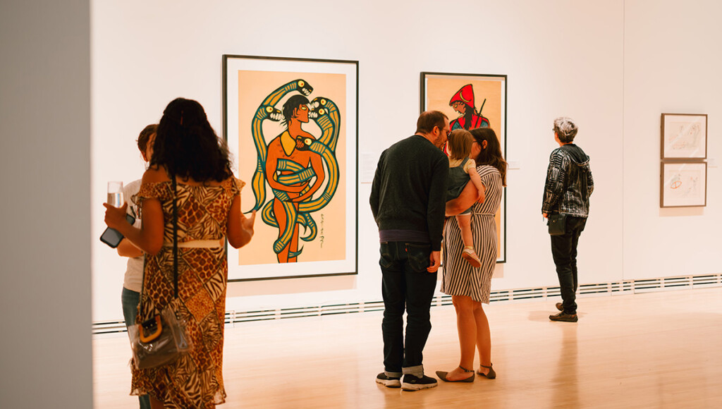 A view of the Norval Morrisseau Exhibit at the Carleton University Art Gallery