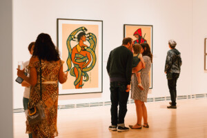 A view of the Norval Morrisseau Exhibit at the Carleton University Art Gallery