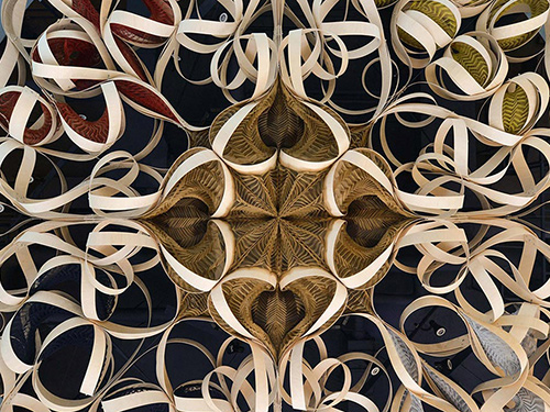 A view of the ceiling in the Ojigkwanong Indigenous Student Centre
