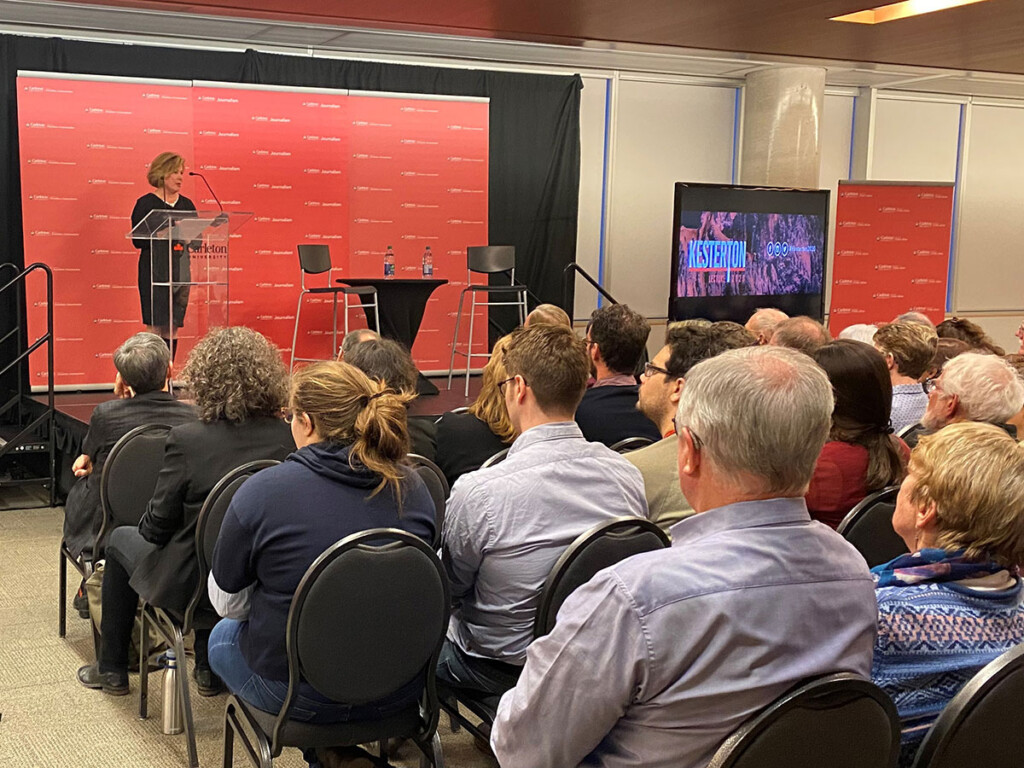 War Correspondent Sheila MacVicar delivers a speech