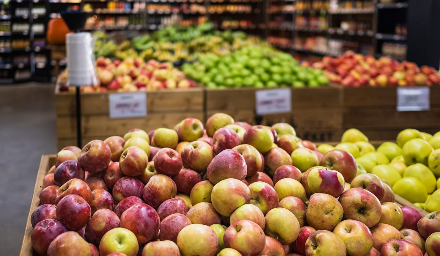 The produce section of a supermarket.