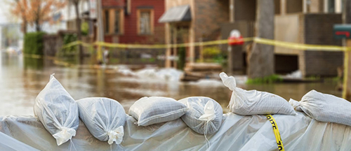 Sandbags during a flood
