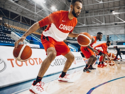 Phil Scrubb dribble a ball while practicing for the World Cup.