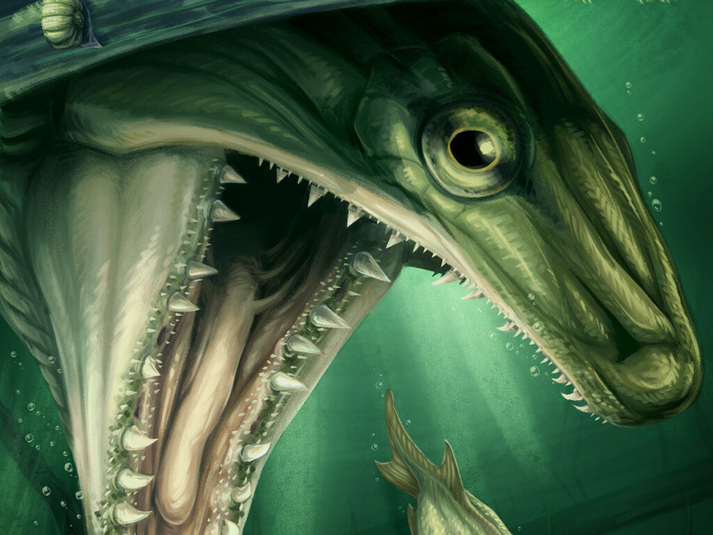 An artist rendition of the newly discovered fish, Sphyragnathus tyche