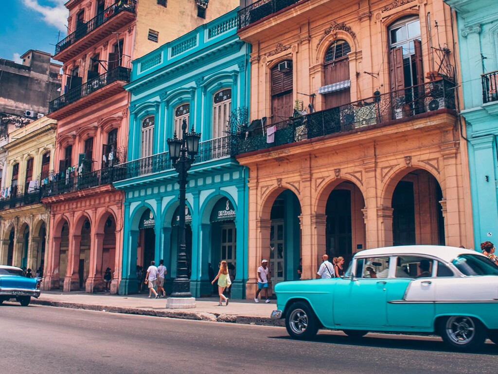 A car parked outside a building in Cuba