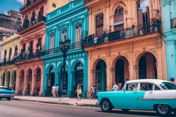 A car parked outside a building in Cuba