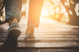 A pair of feet walking