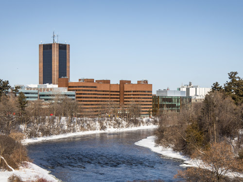 Carleton's campus during a sunny winter day