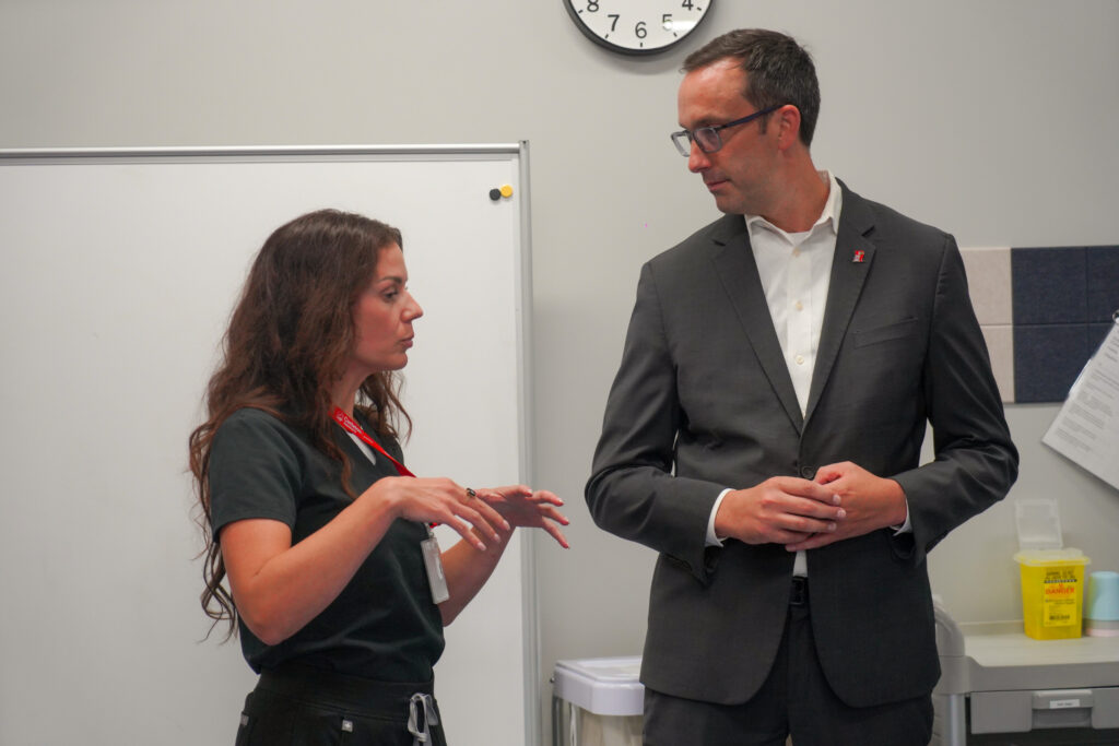 Danielle is talking to the Minister