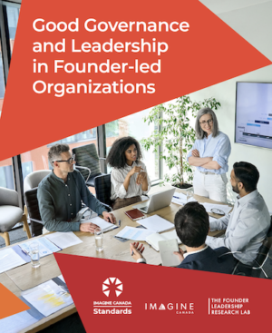 This is a cover of the "Good Governance" report, which includes a photo of five people sitting around a board table and discussing something.