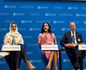 Noura Selim sits on a panel, "Tapping into the Power of Philanthropy to Support Local Community Response," with H.R.H. Princess Nouf Muhammad Al Saud (CEO of the King Khalid Foundation) and Matt Reed (CEO of the Aga Khan Foundation).