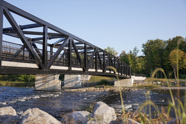 The Rideau River Pedestrian Bridge during summer.