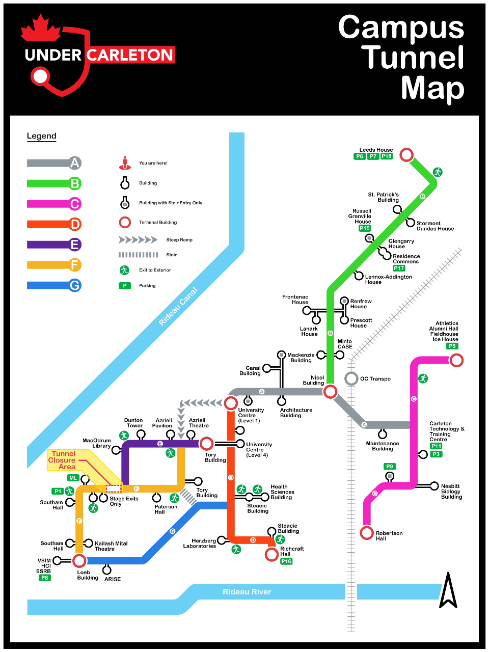 Map of Carleton Tunnel system