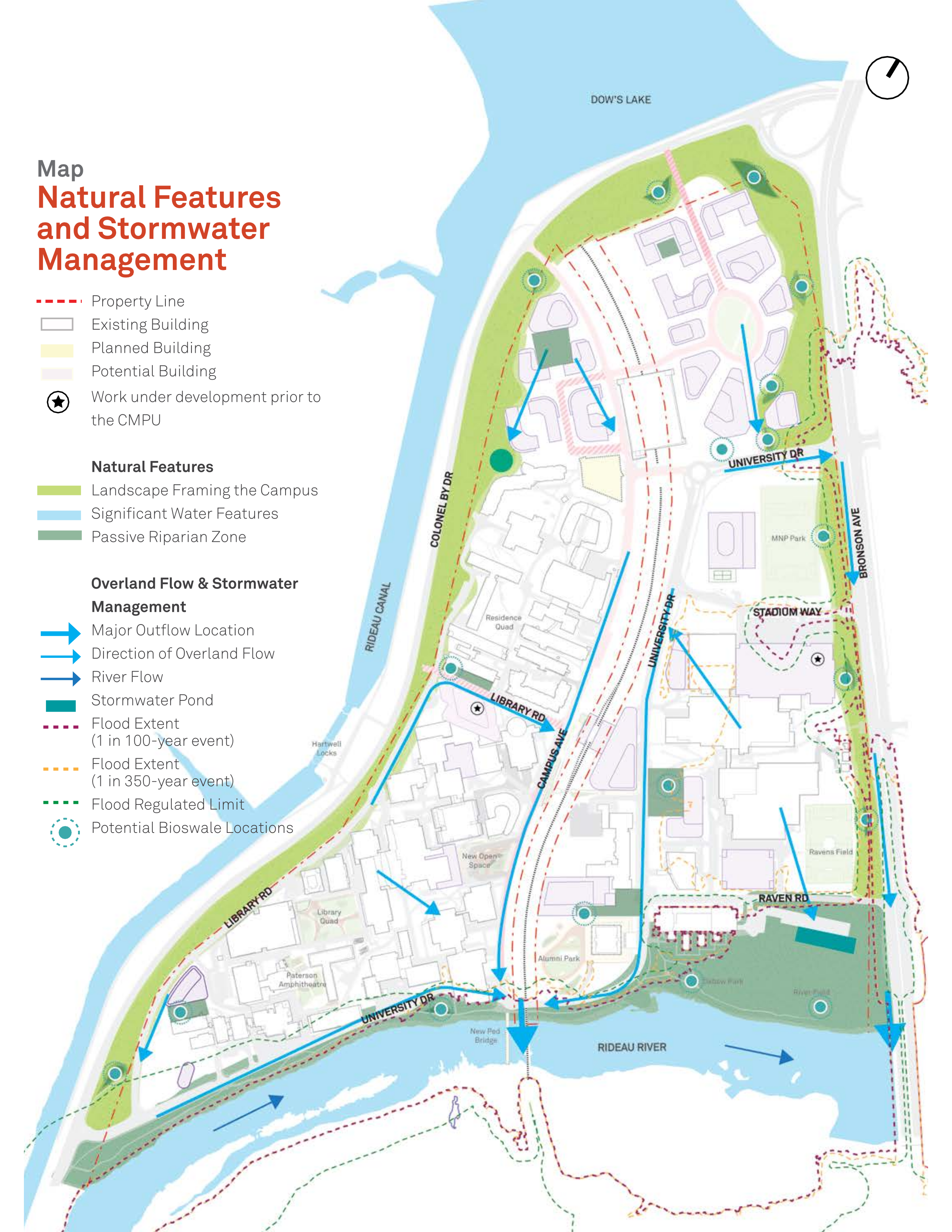 Aerial rendition of the natural features and stormwater management