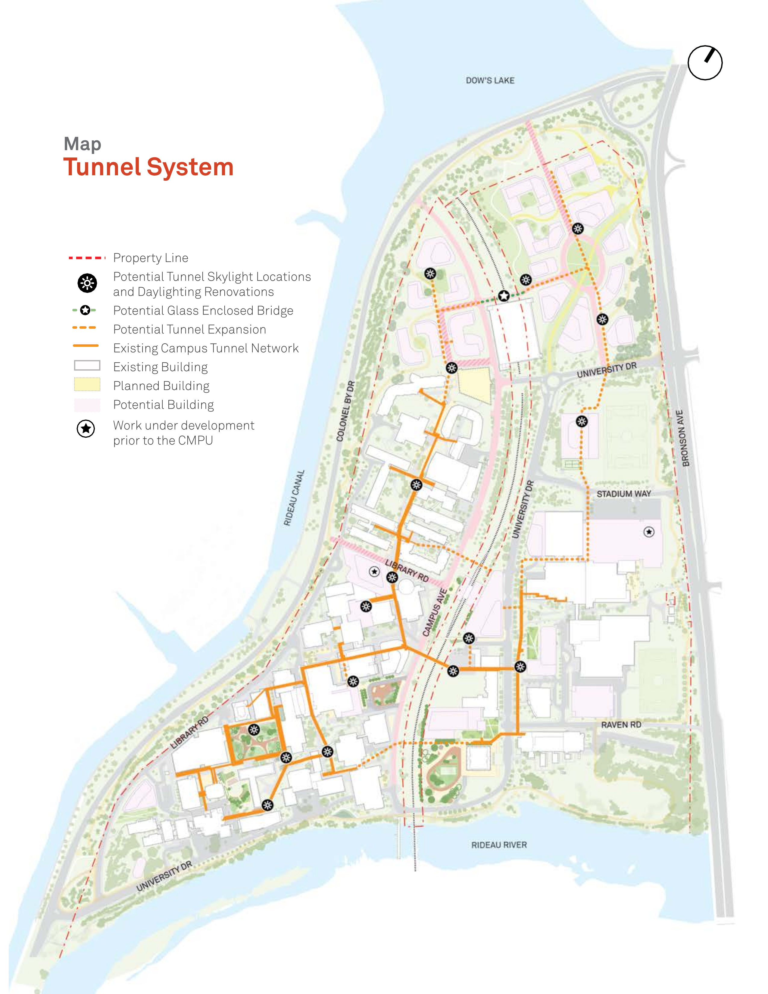 Aerial rendition of the tunnel system map