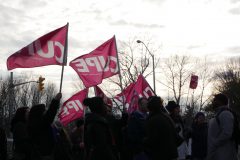 cupe national flags at sunset