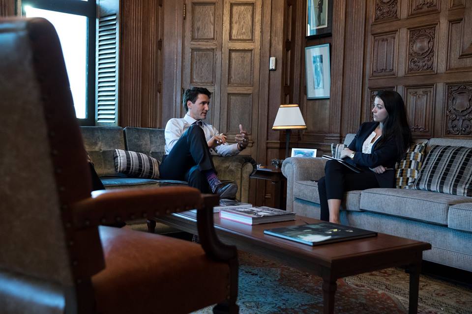 Political Management Alumni, Brittany Perreault, with Prime Minister Justin Trudeau