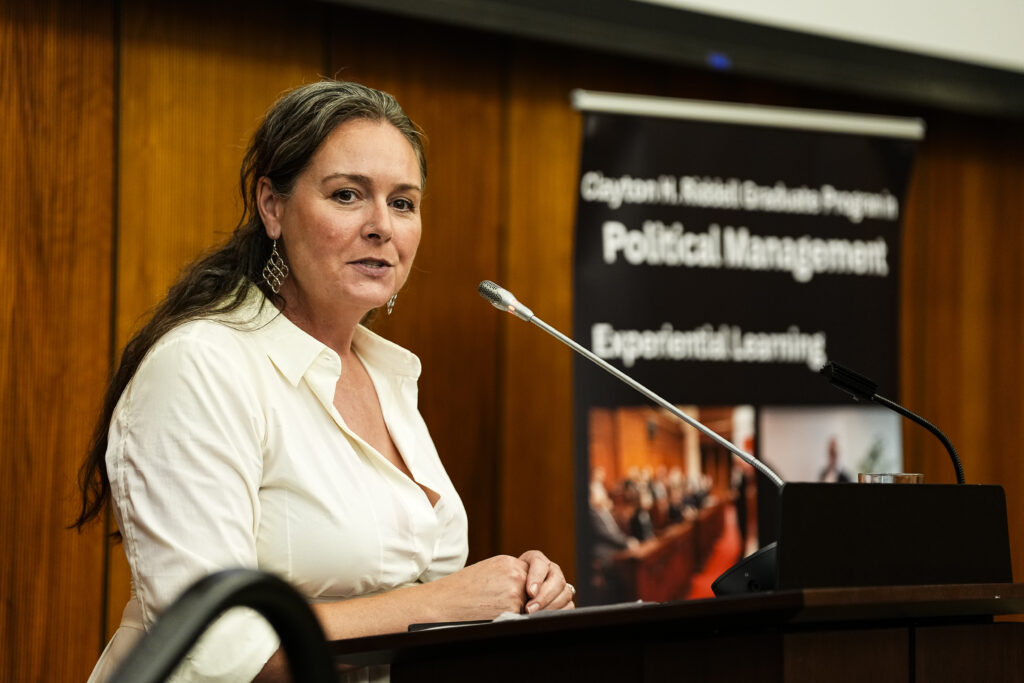 Program Director Jennifer Robson providing remarks at the reception