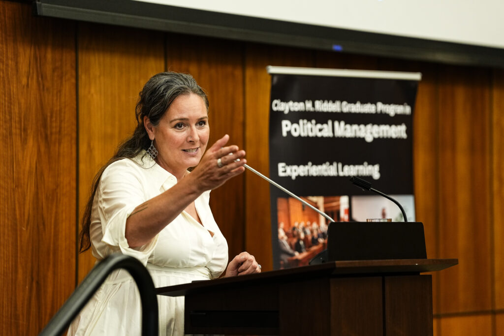 Program Director Jennifer Robson providing remarks at the reception