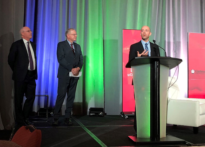 P15 Blog: Intelligent, informed debate (inline photo): President Benoit-Antoine Bacon making opening remarks at the 2019 Celebration of Excellence and Engagement event in Ottawa hosted by the Royal Society of Canada.