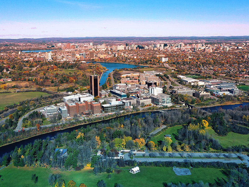 Aerial view of the Carleton University campus